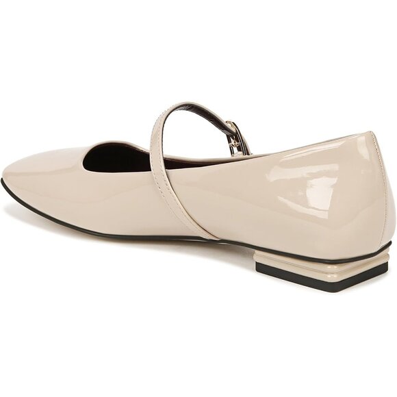 Franco Sarto Womens Beige Patent Faux Leather Tinsley Mary Jane Ballet Flats - Picture 8 of 9